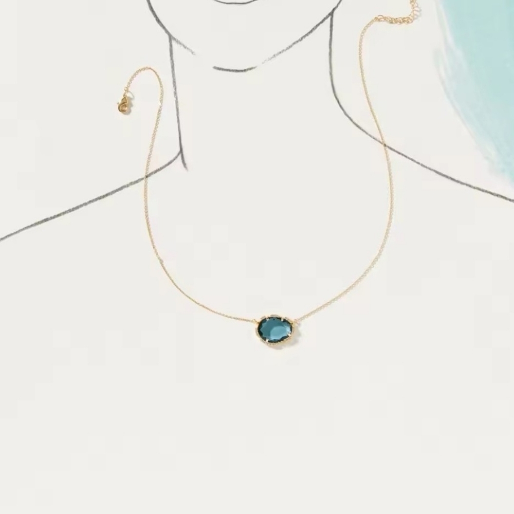 18k gold plated  blue pendant necklace; approx 17.7"; nwot